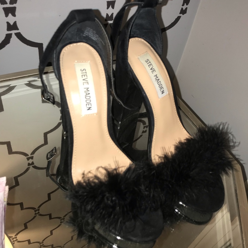 Black Fur Steve Madden Heels